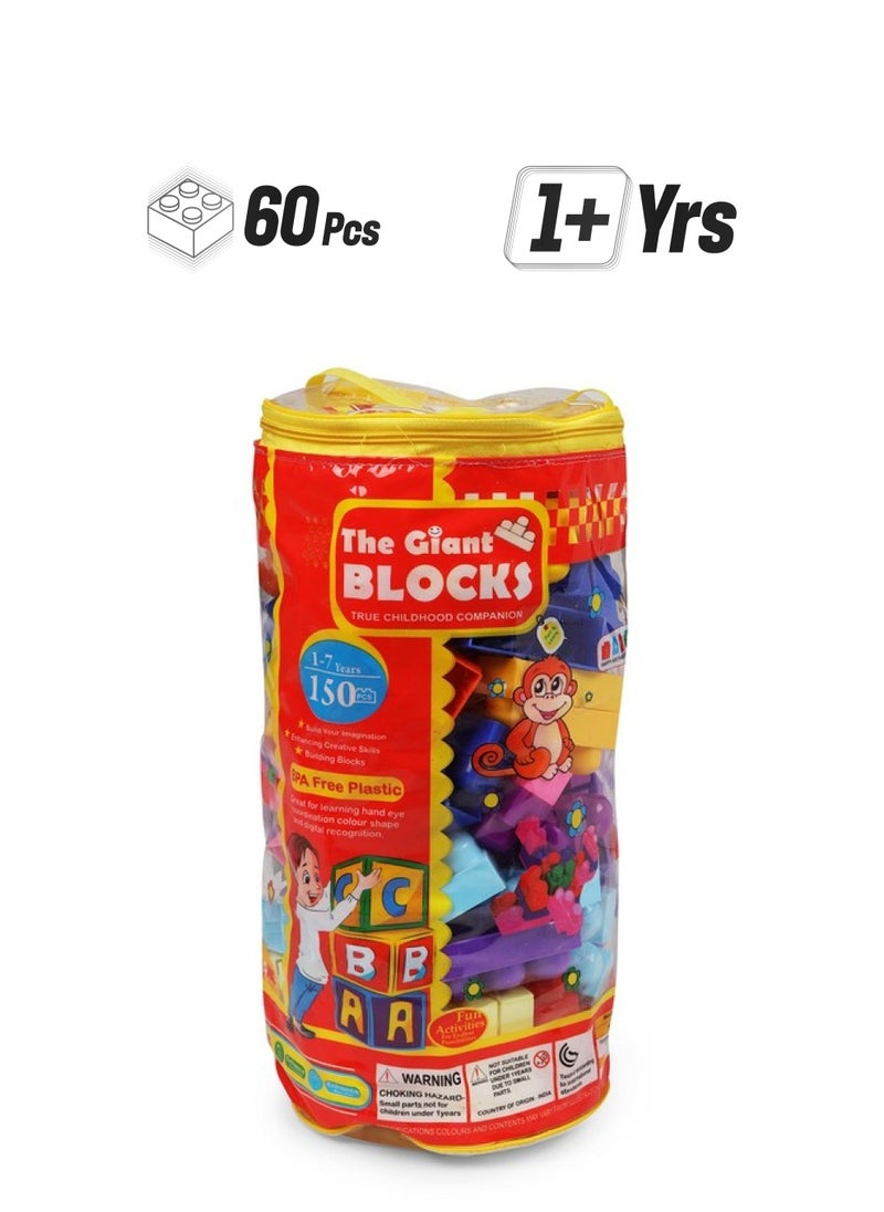 Toy Zone Toyzone Building Blocks | Building Blocks Game | Educational Toy | Smart Activity Fun & Learning Blocks | Colorful Blocks | Block Puzzle | for Kids Age 1-7 Years (Building Blocks - 60 pcs)  - Image 1