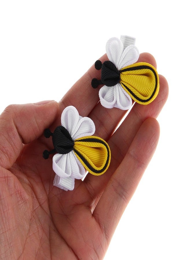 minkissy 2PCS Bee Hair Clips for Girls Cute and Simple Cloth Hair Accessories Small Bow Hairpins Duckbills Hairpins for Women Girls (Yellow) - Image 3