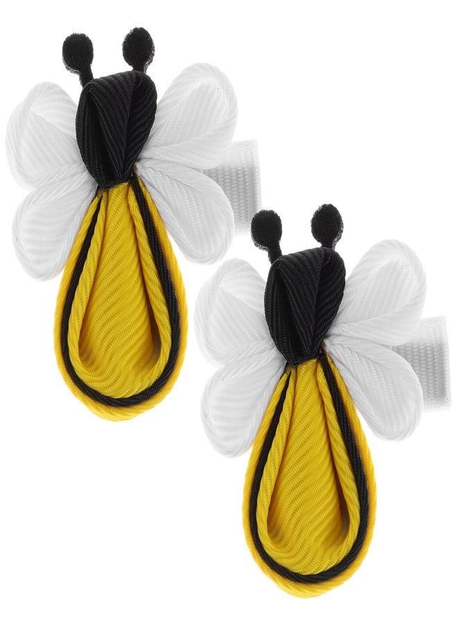 minkissy 2PCS Bee Hair Clips for Girls Cute and Simple Cloth Hair Accessories Small Bow Hairpins Duckbills Hairpins for Women Girls (Yellow) - Image 1