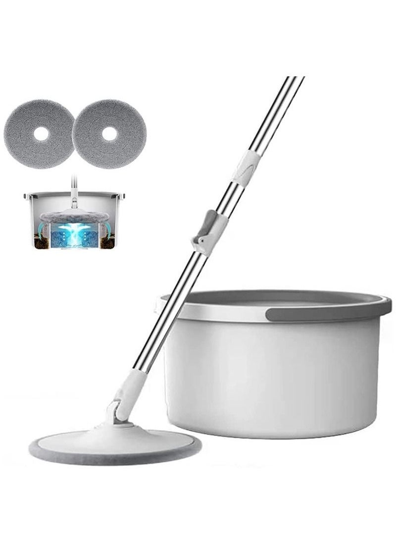 AGD - 360 Degree Rotary Wiper Set and Flat Design Bucket with Clean and Dirt Water Self Separating System with Two Microfiber Pads and Extendable Handle for All Types of Floor Cleaning - Image 1