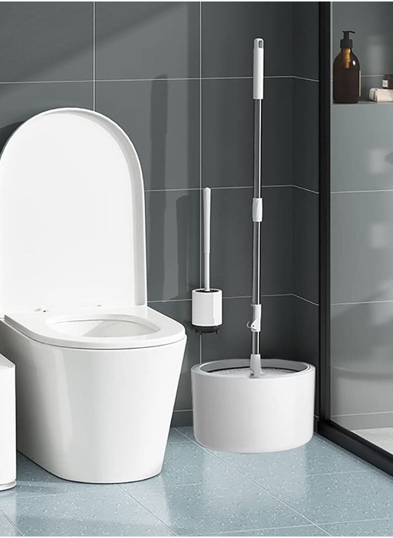 AGD - 360 Degree Rotary Wiper Set and Flat Design Bucket with Clean and Dirt Water Self Separating System with Two Microfiber Pads and Extendable Handle for All Types of Floor Cleaning - Image 1
