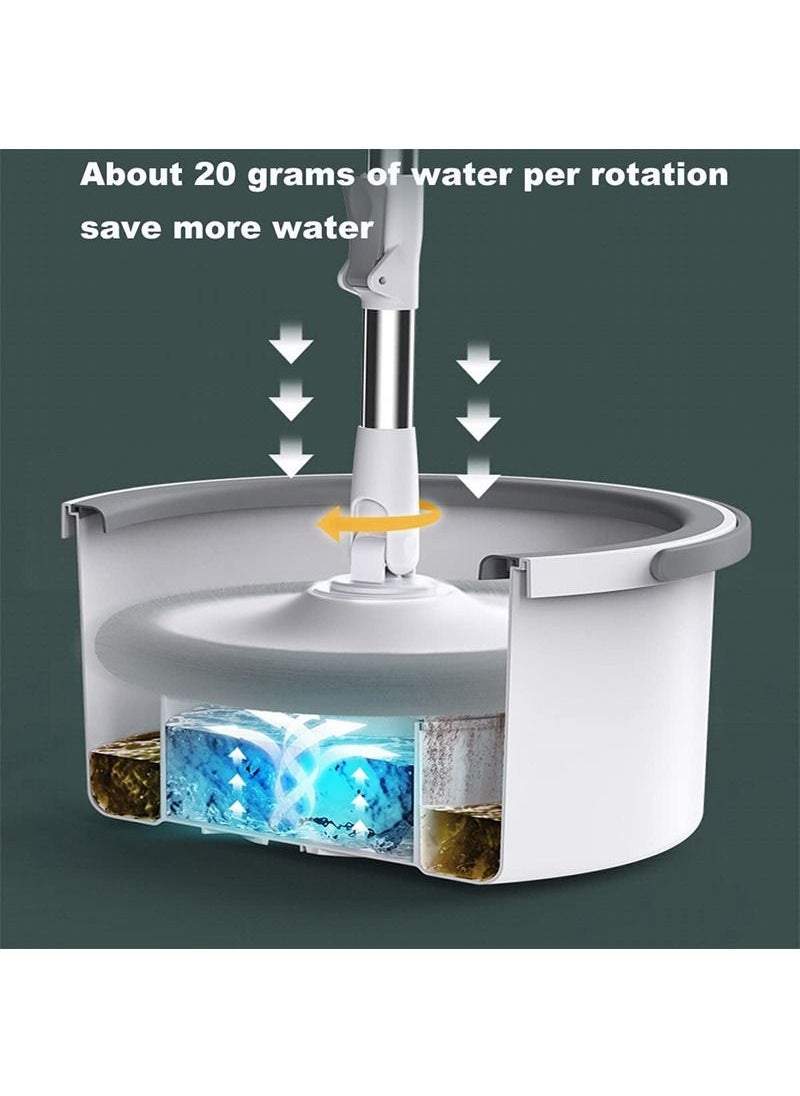 AGD - 360 Degree Rotary Wiper Set and Flat Design Bucket with Clean and Dirt Water Self Separating System with Two Microfiber Pads and Extendable Handle for All Types of Floor Cleaning - Image 1