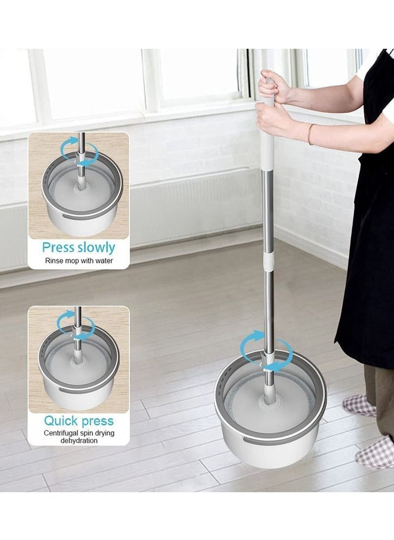 AGD - 360 Degree Rotary Wiper Set and Flat Design Bucket with Clean and Dirt Water Self Separating System with Two Microfiber Pads and Extendable Handle for All Types of Floor Cleaning - Image 1