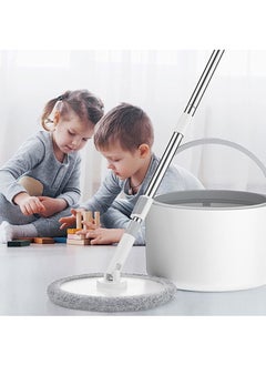 AGD 360 Degree Rotary Wiper Set and Flat Design Bucket with Clean and Dirt Water Self Separating System with Two Microfiber Pads and Extendable Handle for All Types of Floor Cleaning  - Image 3