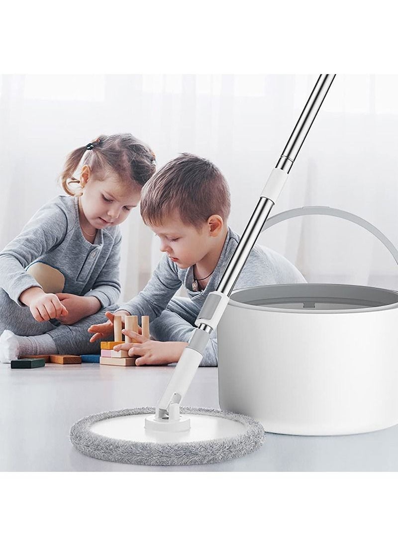 AGD - 360 Degree Rotary Wiper Set and Flat Design Bucket with Clean and Dirt Water Self Separating System with Two Microfiber Pads and Extendable Handle for All Types of Floor Cleaning - Image 1
