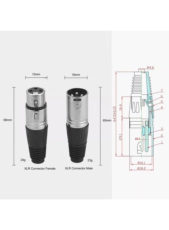 Eightnoo 2 Male + 2 Female 3 Pin XLR Solder Type Microphone Line Plug Connector Mic Audio Socket (Pack of 4) - Image 3