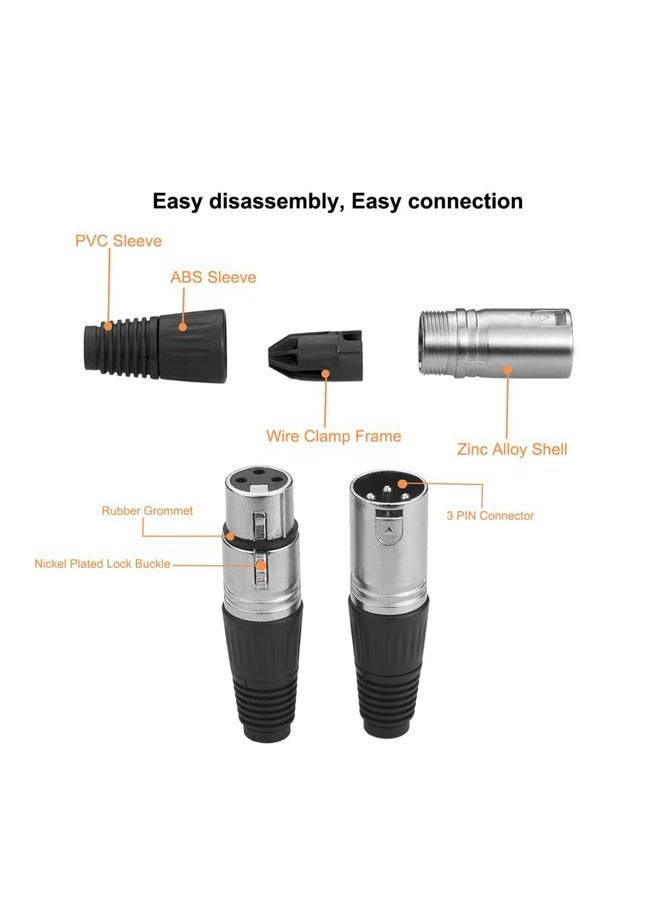 Eightnoo 2 Male + 2 Female 3 Pin XLR Solder Type Microphone Line Plug Connector Mic Audio Socket (Pack of 4) - Image 2