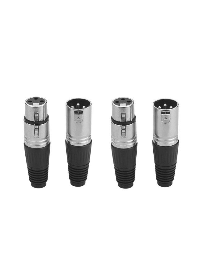 Eightnoo 2 Male + 2 Female 3 Pin XLR Solder Type Microphone Line Plug Connector Mic Audio Socket (Pack of 4) - Image 1