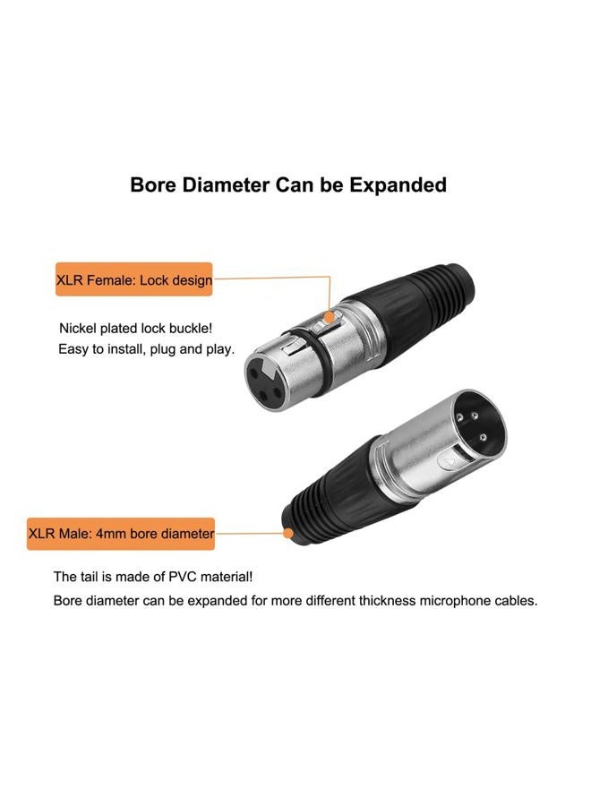 Eightnoo 2 Male + 2 Female 3 Pin XLR Solder Type Microphone Line Plug Connector Mic Audio Socket (Pack of 4) - Image 4