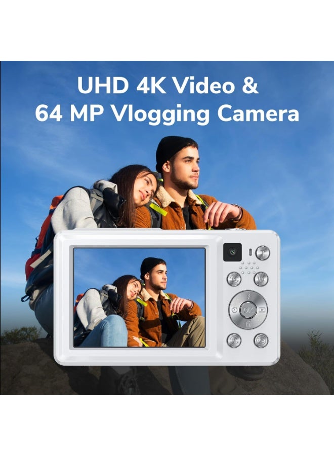 PROMAGE 4K Digital Camera - 64MP Front and Rear Cameras with 16X Zoom, Vlogging Camera with Fill Light, Compact Video Camera with Auto Focus, Photo Camera with 32GB Memory Card (Black) - Image 3