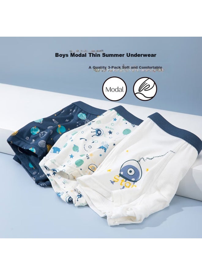 Top melon Ding Guagua Boys' Modal Boxer Briefs, Children's Shorts, Boys' Big Kids Underwear, 3-pack, Size 130 - Image 1