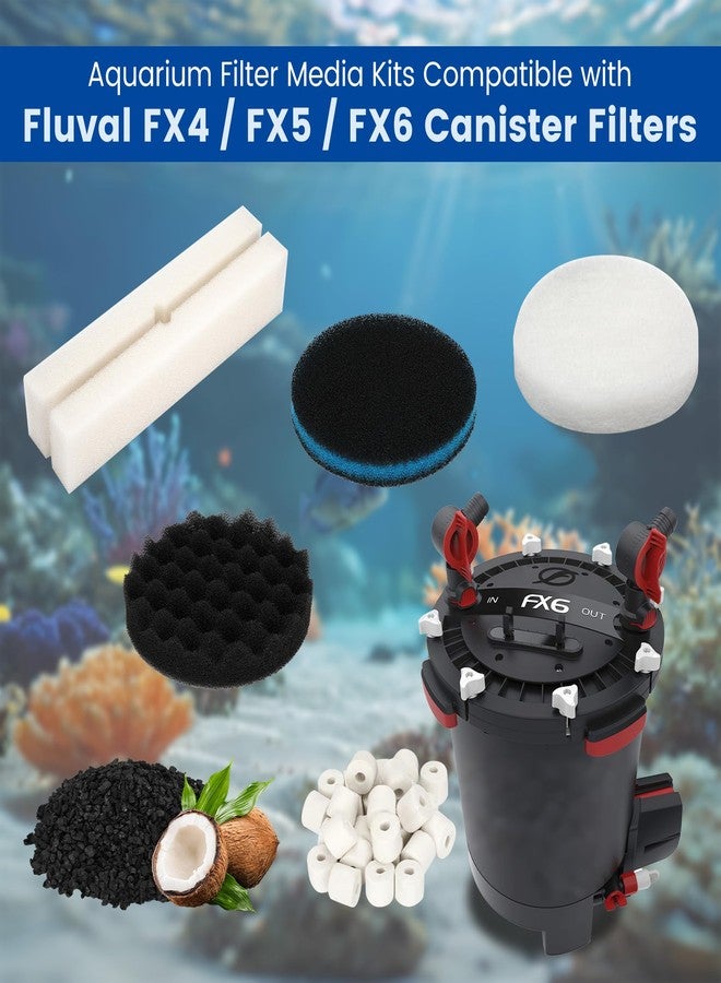 Iridesc 24 PCS Fx6 Aquarium Media Kits, Compatible with Fluval FX4/FX5/FX6 Canister Filters, Including Bio-Foam Block, Carbon Sponge Filter, Ceramic Ring, Silicone Lubricant, Activated Carbon, Mesh Bag - Image 2