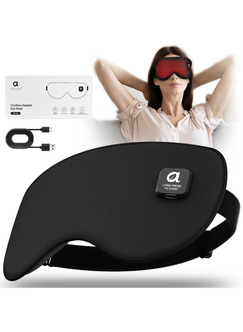 عام قناع العين الساخن للعينين الجفاف ، وضغط العين الدافئ القابل للشحن ، والتحكم في درجة الحرارة ، وحظر الضوء ، والغطاء والسفر القابل للغسل ، 1000 مللي أمبير في الساعة قابلة لإعادة الشحن - Image 1