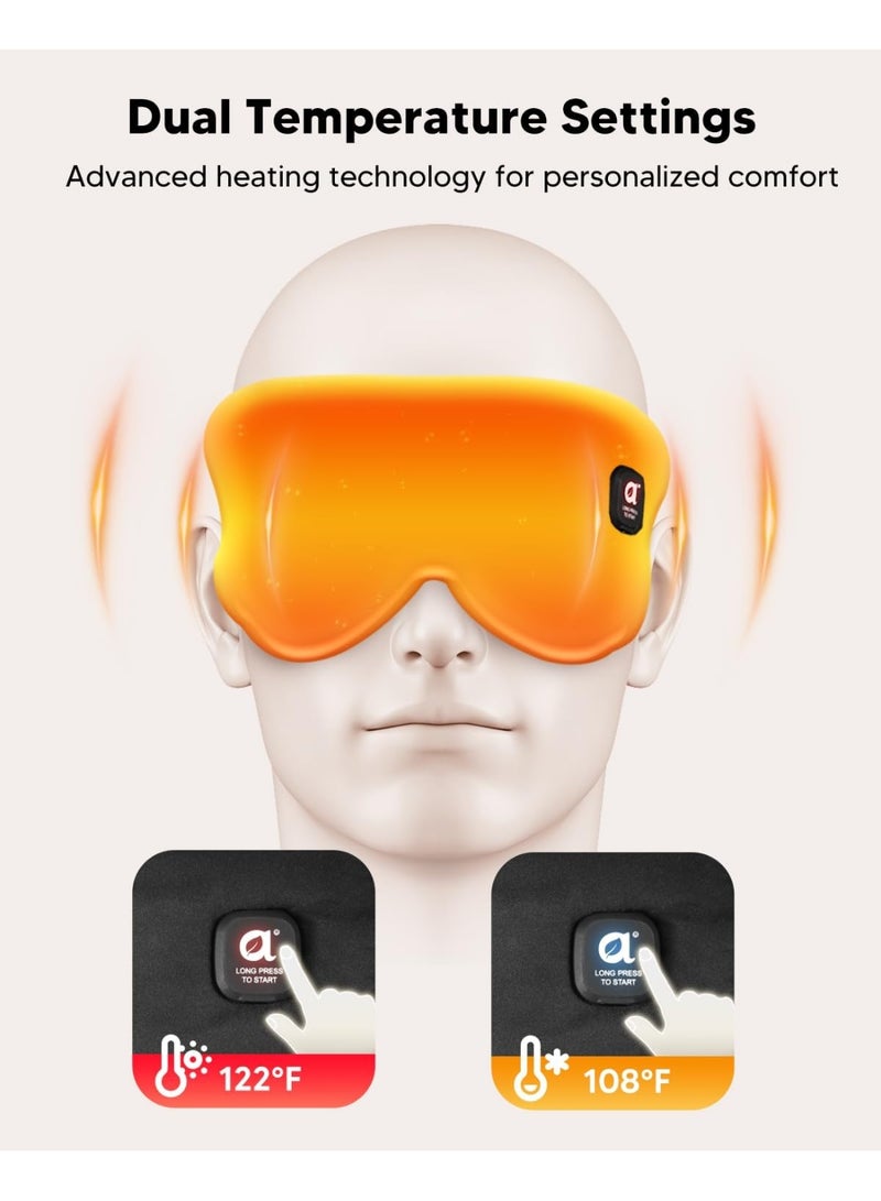 عام قناع العين الساخن للعينين الجفاف ، وضغط العين الدافئ القابل للشحن ، والتحكم في درجة الحرارة ، وحظر الضوء ، والغطاء والسفر القابل للغسل ، 1000 مللي أمبير في الساعة قابلة لإعادة الشحن - Image 3