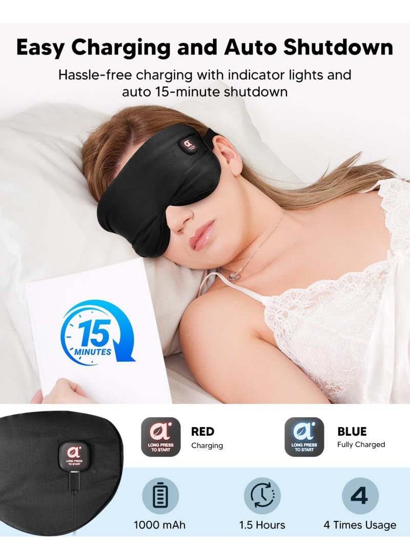 عام قناع العين الساخن للعينين الجفاف ، وضغط العين الدافئ القابل للشحن ، والتحكم في درجة الحرارة ، وحظر الضوء ، والغطاء والسفر القابل للغسل ، 1000 مللي أمبير في الساعة قابلة لإعادة الشحن - Image 4