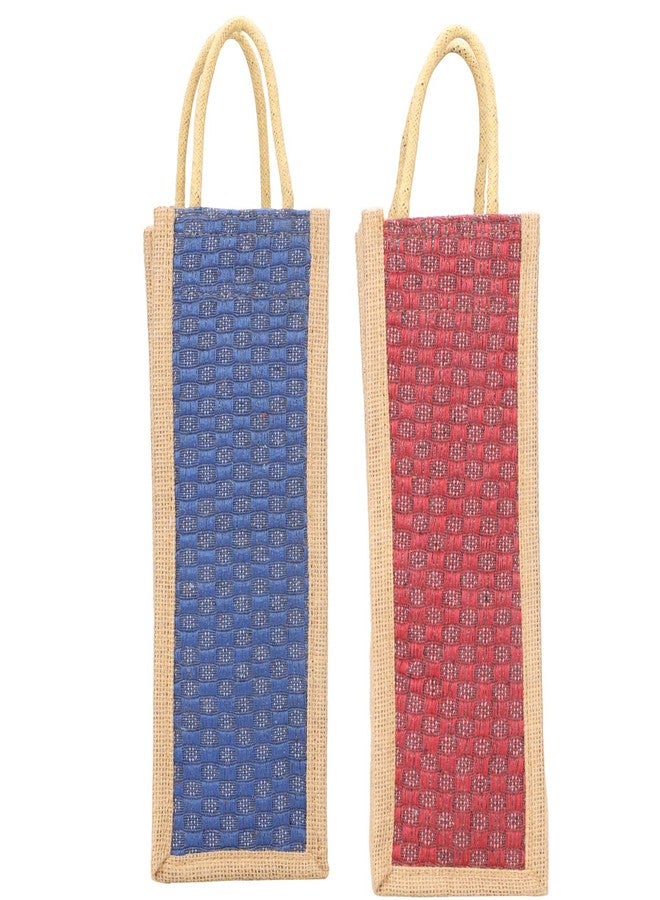 HRBS Jute Tote Water Bottle Carry Bag with Handyles (Random Color & Pattern) - Pack of 6, For Shopping, Any Bottle, lunch Box, Fruits, stationary, Papers, Juice Bottle, Tea Bottle- Washable Handy Bag - Image 2
