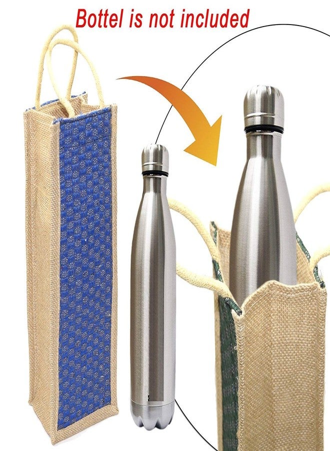 HRBS Jute Tote Water Bottle Carry Bag with Handyles (Random Color & Pattern) - Pack of 6, For Shopping, Any Bottle, lunch Box, Fruits, stationary, Papers, Juice Bottle, Tea Bottle- Washable Handy Bag - Image 3
