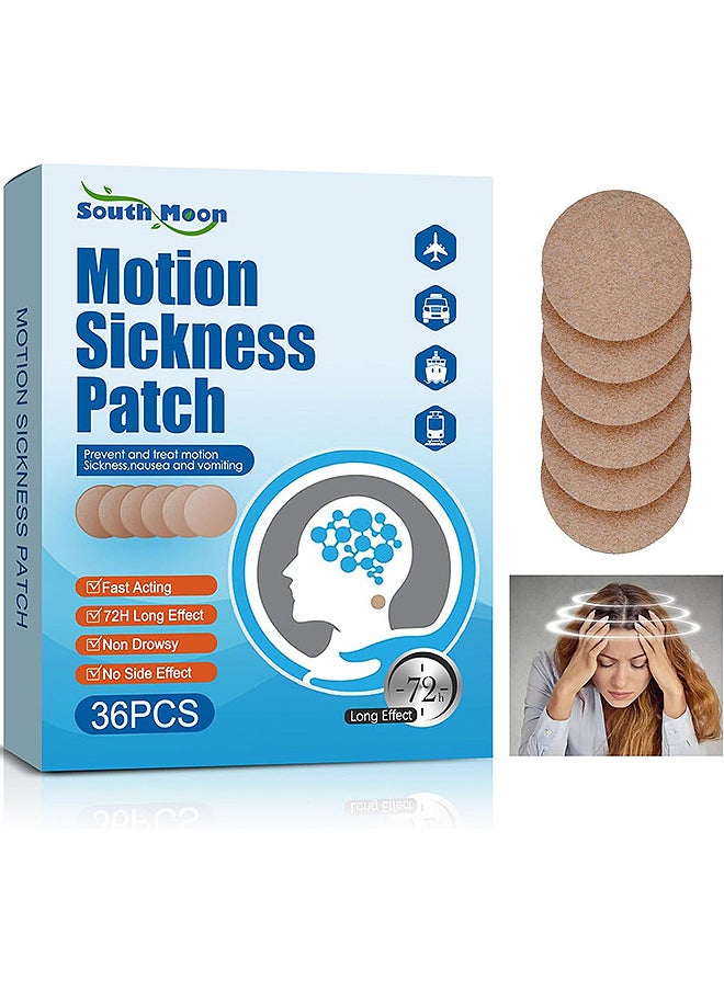 SOUTH MOON Motion Sickness Patch, Motion Sickness Patches for Kids and Adults, 36 PCS Sea Sickness Patch For Cruise Car Fly Sickness Relief, Anti-Nausea Motion Sickness Relief, Travel Essentials No-Side-Effect  - Image 1