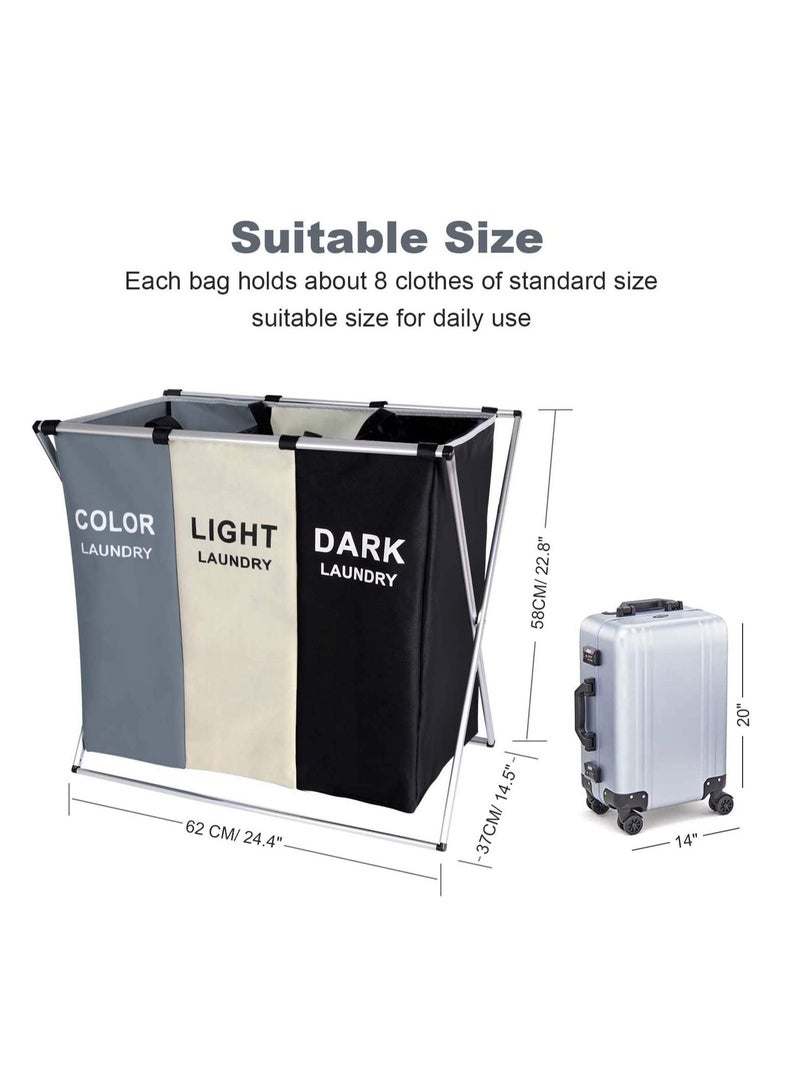 HEXAR Three Section Laundry Basket - Image 3