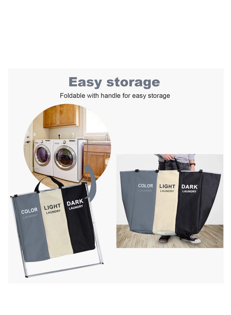 HEXAR Three Section Laundry Basket - Image 4