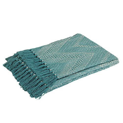 SASHAA WORLD Cotton Jewels of India Throw | Throw for Living Room, Sofa, Bed, Chair, Picnic & Used for Gift | Blue Throw Blanket 130X180 Cm - Image 5