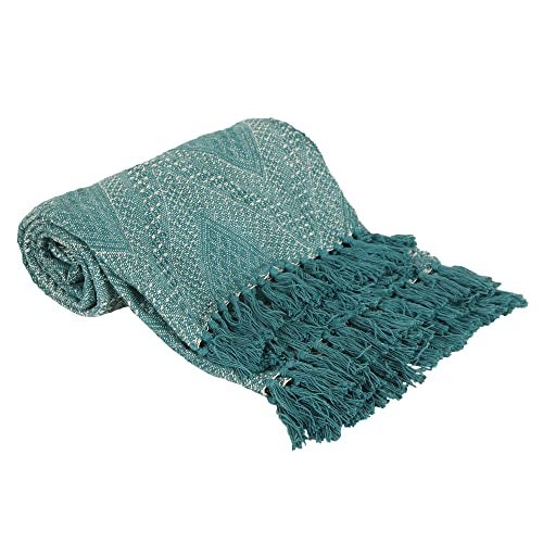 SASHAA WORLD Cotton Jewels of India Throw | Throw for Living Room, Sofa, Bed, Chair, Picnic & Used for Gift | Blue Throw Blanket 130X180 Cm - Image 4