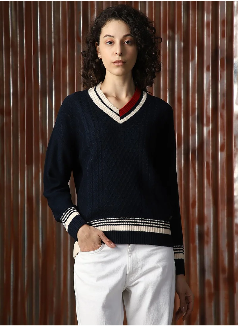 هاي ستار Women's Multicoloured 100% Acrylic Solid Sweater
