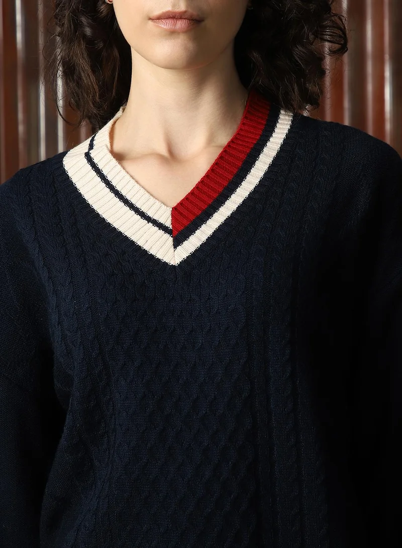 هاي ستار Women's Multicoloured 100% Acrylic Solid Sweater