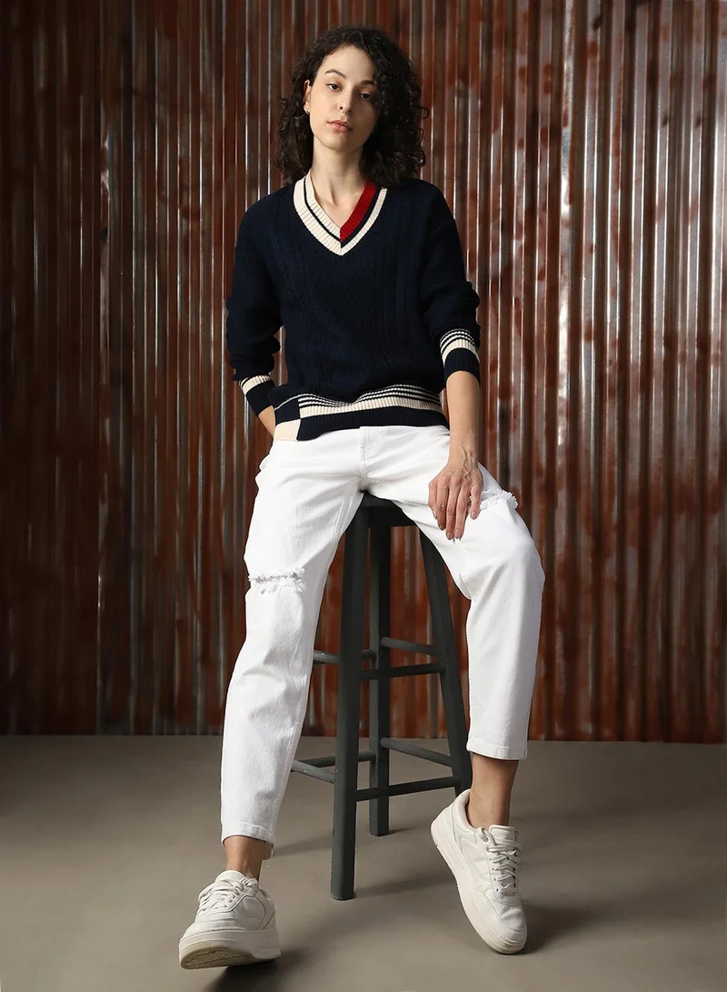 هاي ستار Women's Multicoloured 100% Acrylic Solid Sweater