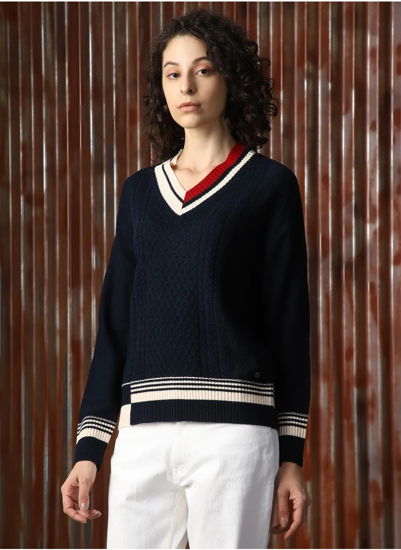هاي ستار Women's Multicoloured 100% Acrylic Solid Sweater