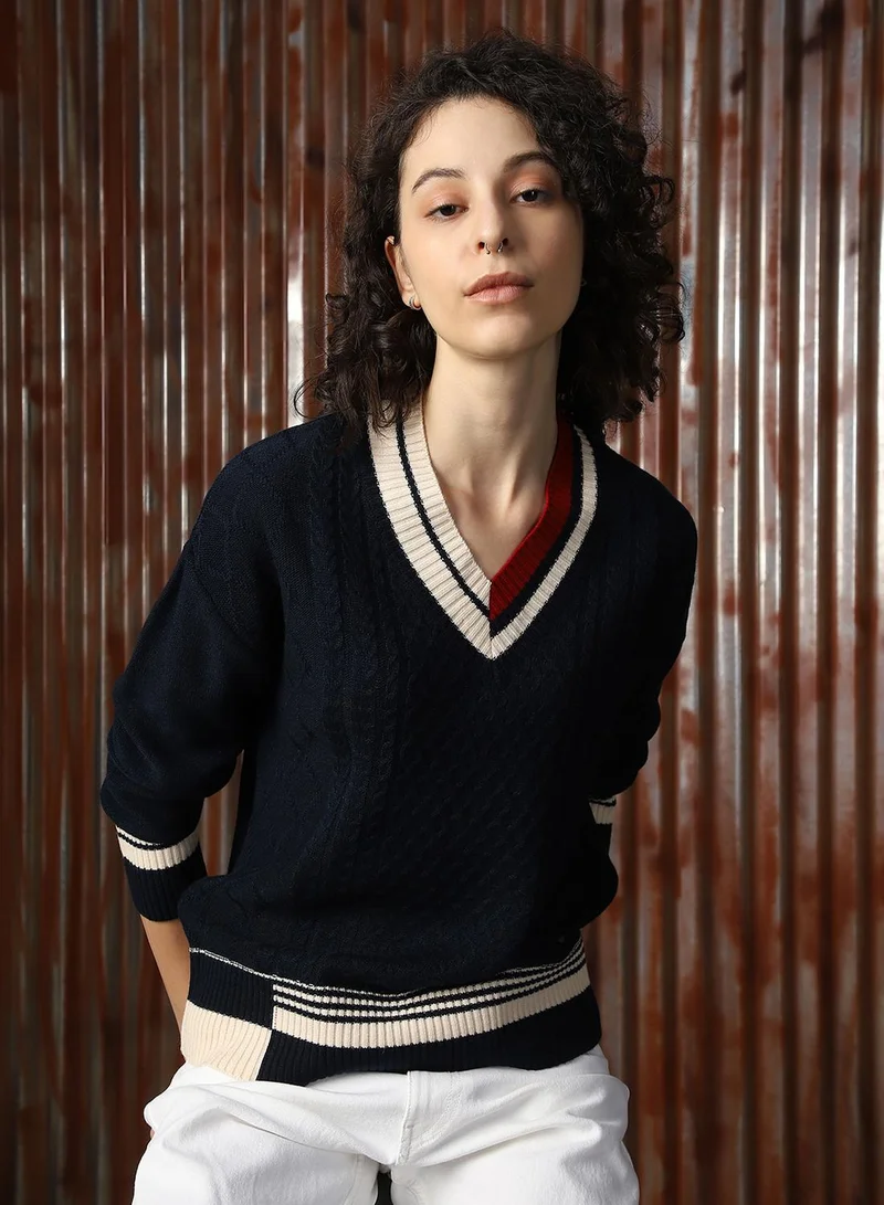 هاي ستار Women's Multicoloured 100% Acrylic Solid Sweater