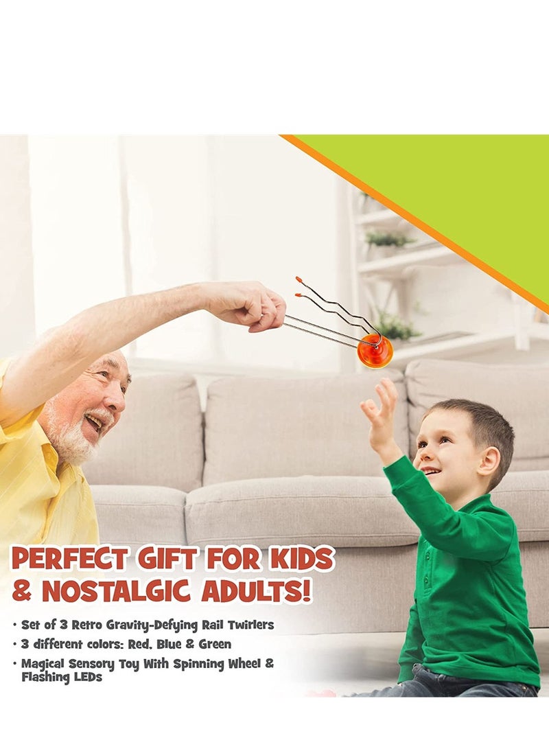 3 Pack Vintage Magic Twirlers Light Up Magnetic Gyro Fidget Toys Classic Yoyo Stunt Gifts for Kids 3 Years and Up - Image 5