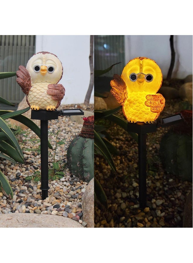 2 Pieces Owl Shaped Solar LED Lights Effect Garden Light Auto On OR Off Dust To Dawn Outdoor Waterproof Landscape Decoration Solar Powered Security Torch Light - Image 1