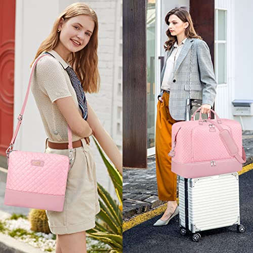 TIBES Travel Weekender Bag for Women, Overnight Bag with Shoe Compartment Oversized Travel Duffel Bag Carry On Tote 21" - Image 3