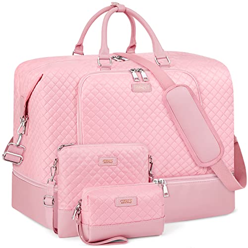 TIBES Travel Weekender Bag for Women, Overnight Bag with Shoe Compartment Oversized Travel Duffel Bag Carry On Tote 21" - Image 1