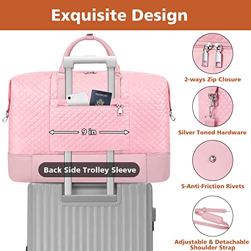 TIBES Travel Weekender Bag for Women, Overnight Bag with Shoe Compartment Oversized Travel Duffel Bag Carry On Tote 21" - Image 5