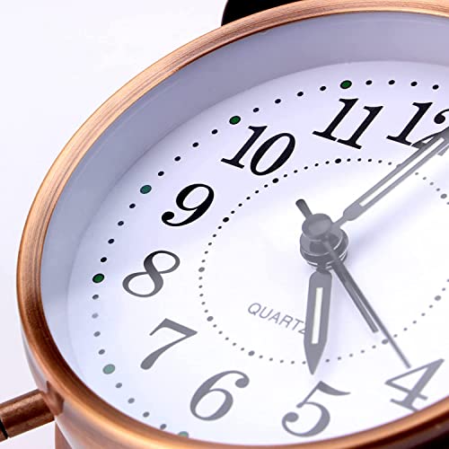 Inditradition Twin Bell Table Alarm Clock for Home & Office | Retro Vintage Look Analog Clock, 4 Inches (Copper Brown) - Image 3