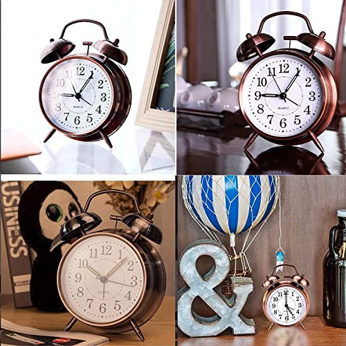 Inditradition Twin Bell Table Alarm Clock for Home & Office | Retro Vintage Look Analog Clock, 4 Inches (Copper Brown) - Image 5