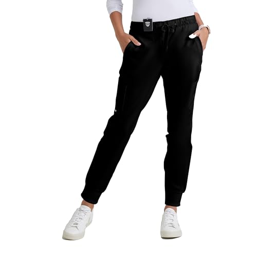 BARCO Grey’s Anatomy Classic Kira Scrub Jogger for Women – Black, 5-Pocket Yoga Style Mid-Rise Pants with Natural Stretch, Soil Release Fabric, and Super-Soft Finish – Large, Tall Fit - Image 1