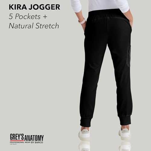 BARCO Grey’s Anatomy Classic Kira Scrub Jogger for Women – Black, 5-Pocket Yoga Style Mid-Rise Pants with Natural Stretch, Soil Release Fabric, and Super-Soft Finish – Large, Tall Fit - Image 2