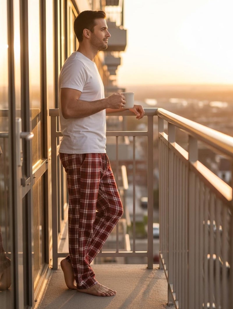 Andrew Scott Mens All Season Lounge Pants | Woven Light Brush Broadcloth | Cotton Blend PJ Bottoms|Multi Packs - Image 5