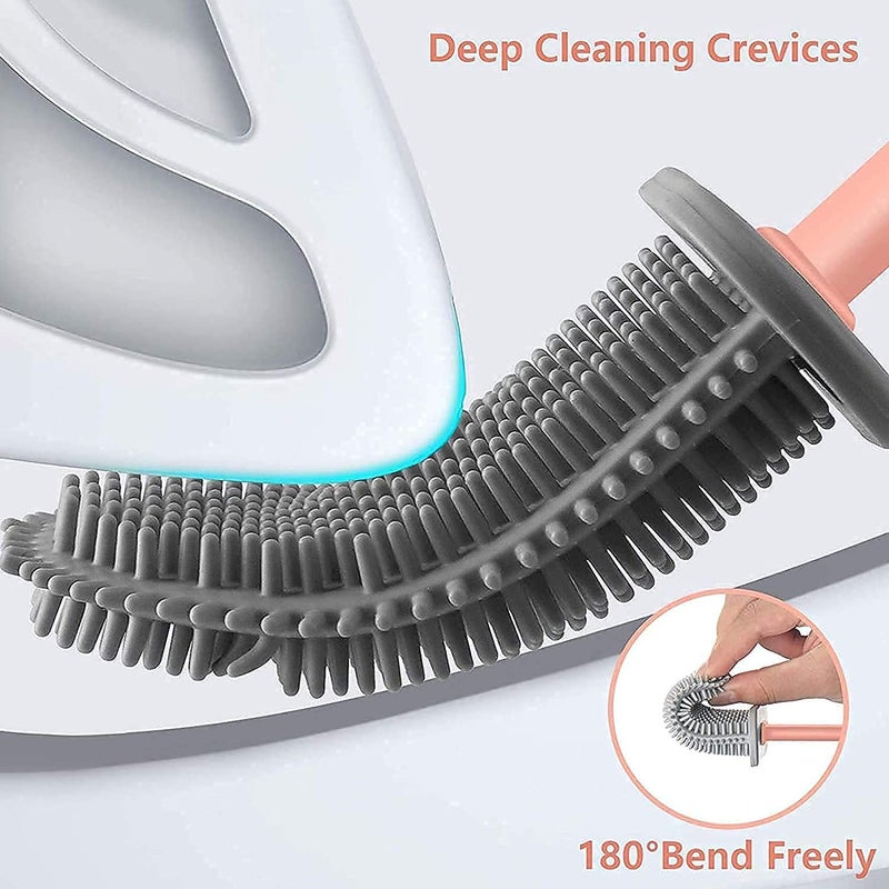 Riviox فرشاة مرحاض ريفيكس مع حامل فرشاة مرحاض سيليكون مرنة لوازم تنظيف الحمام أدوات تنظيف منزلية، فرشاة مرحاض للحمام الغربي، حامل فرشاة مرحاض، فرشاة مرحاض غربية للتنظيف - Image 5