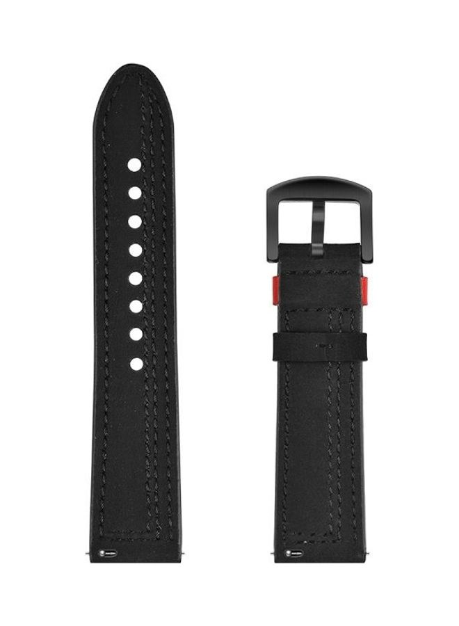 NIBEMINENT Zigzag Leather Strap 22mm For Huawei Watch GT2e / GT2 46mm Black  - Image 2