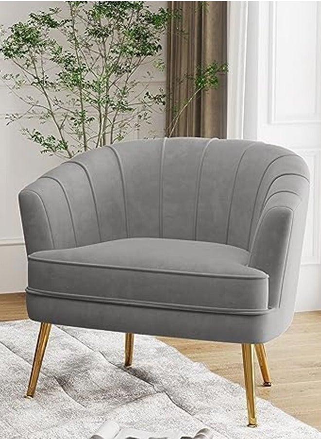 JCB CHIC Furniture Velvet Accent Chairs for Living Room Bedroom Office Upholstered Single Sofa Chair Arm Chair Comfy Chair Reading Club Coffee Chair with Metal Legs 30x34x33 cm  - Image 1