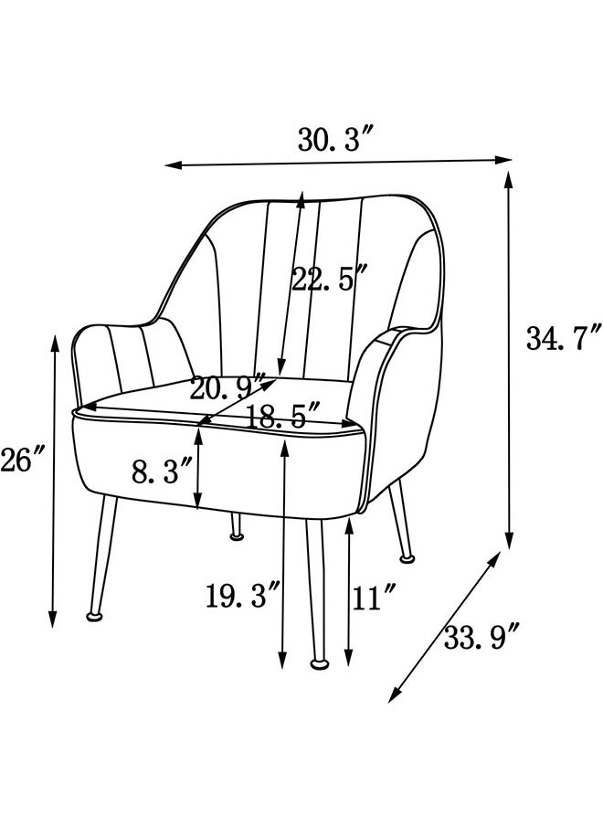 JCB CHIC Furniture Velvet Accent Chairs for Living Room Bedroom Office Upholstered Single Sofa Chair Arm Chair Comfy Chair Reading Club Coffee Chair with Metal Legs 30x34x33 cm  - Image 2
