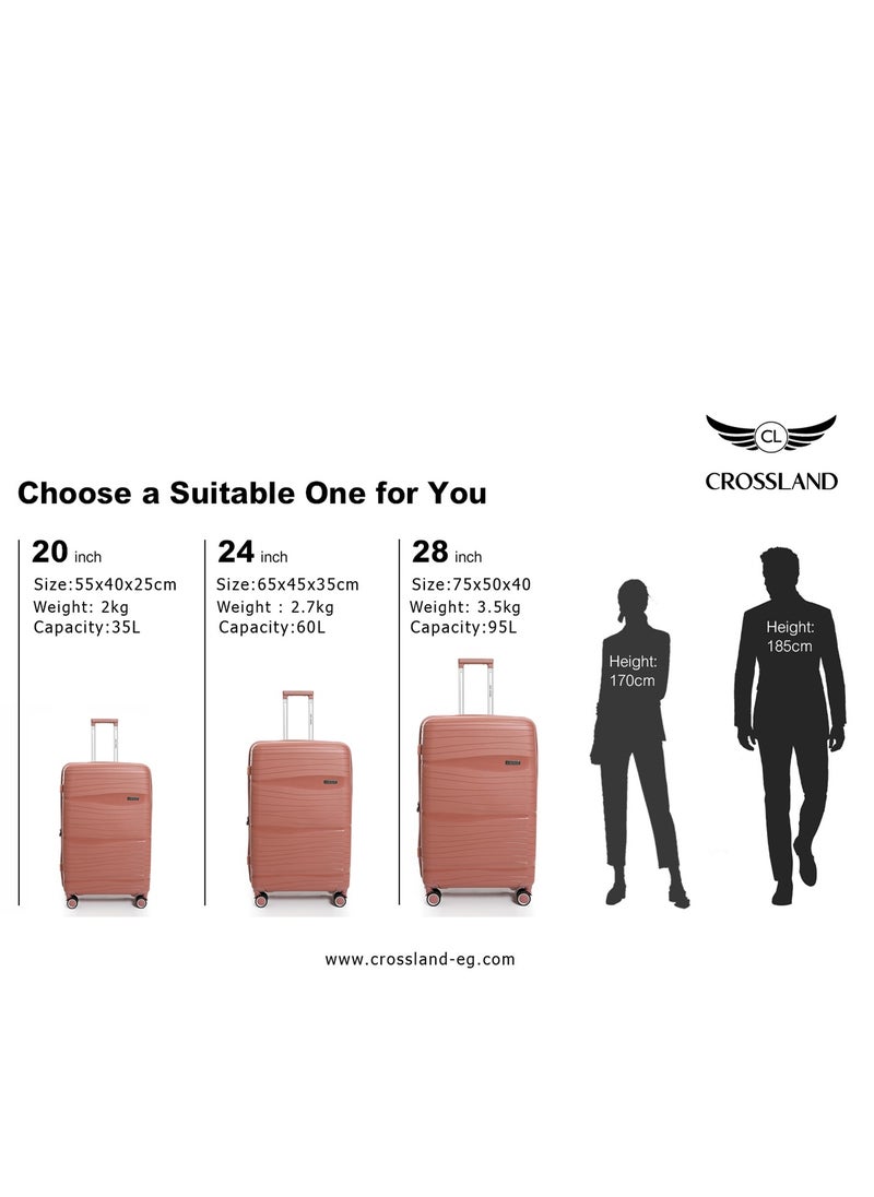 Crossland - CROSSLAND Unbreakable Large Size Trolley Luggage With TSA Lock,4 Silent Move Spinners Wheels, Double Expandable Zipper - 28 Inch - Image 1