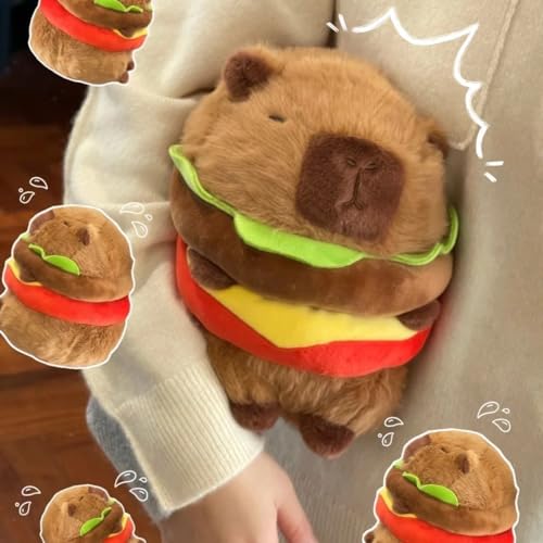 CHDBLOCK Hamburger Capybara Plush Toy - 9.5 Inch Cute Capybara Stuffed Animal, Kawaii Capibara Plushie for Kids and Adults Hamburger Plush - Image 4