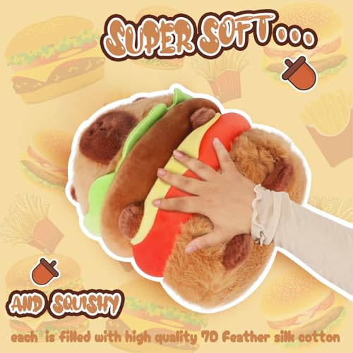 CHDBLOCK Hamburger Capybara Plush Toy - 9.5 Inch Cute Capybara Stuffed Animal, Kawaii Capibara Plushie for Kids and Adults Hamburger Plush - Image 3