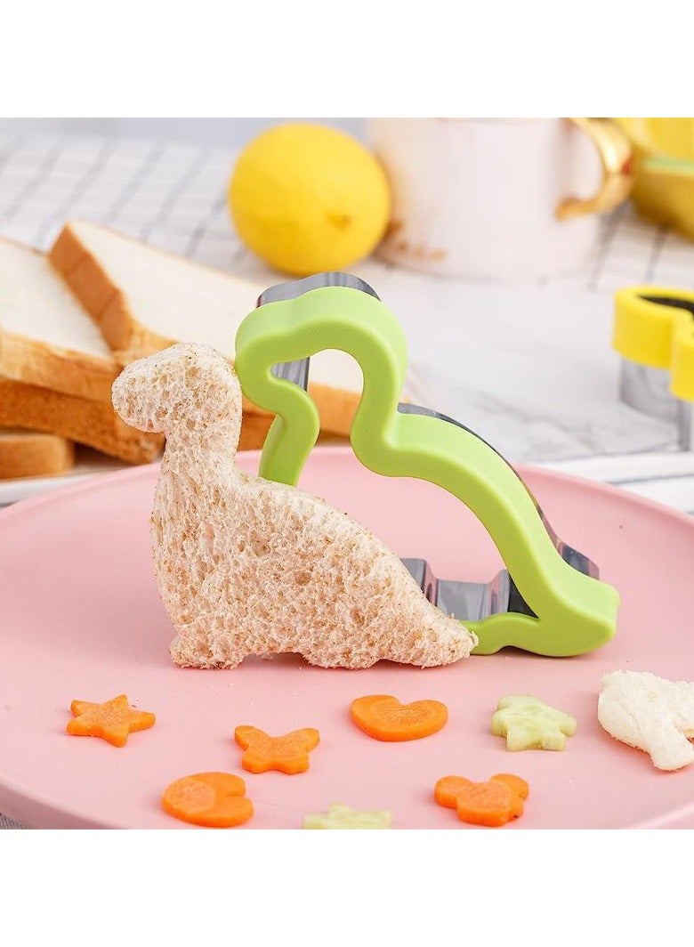 عام مجموعة قطاعات الساندويتشات 25/32/34 قطعة، ملحقات صندوق الغداء، قطاعة أشكال طعام الأطفال المخبوزة، صناعة الفطائر على شكل ديناصور على شكل قلب، قطاعة بسكويت DIY، صندوق غداء الأطفال وقوالب نقش البسكويت الأخرى - Image 4