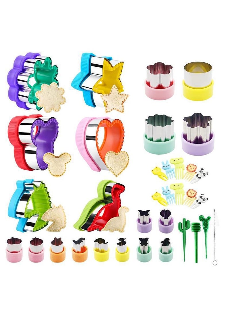 عام مجموعة قطاعات الساندويتشات 25/32/34 قطعة، ملحقات صندوق الغداء، قطاعة أشكال طعام الأطفال المخبوزة، صناعة الفطائر على شكل ديناصور على شكل قلب، قطاعة بسكويت DIY، صندوق غداء الأطفال وقوالب نقش البسكويت الأخرى - Image 1